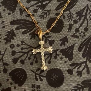 Dainty Gold Diamond Cross Necklace